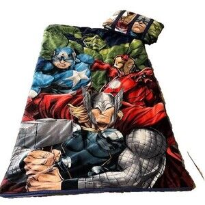 Marvel Avengers Kids Sleeping Bag 30x54 & Pillow Set Superhero Cozy Cosplay